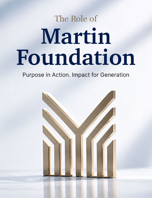 The Role of Martin Foundation banner featuring a gold architectural emblem and the message “Purpose in Action. Impact for Generations.”