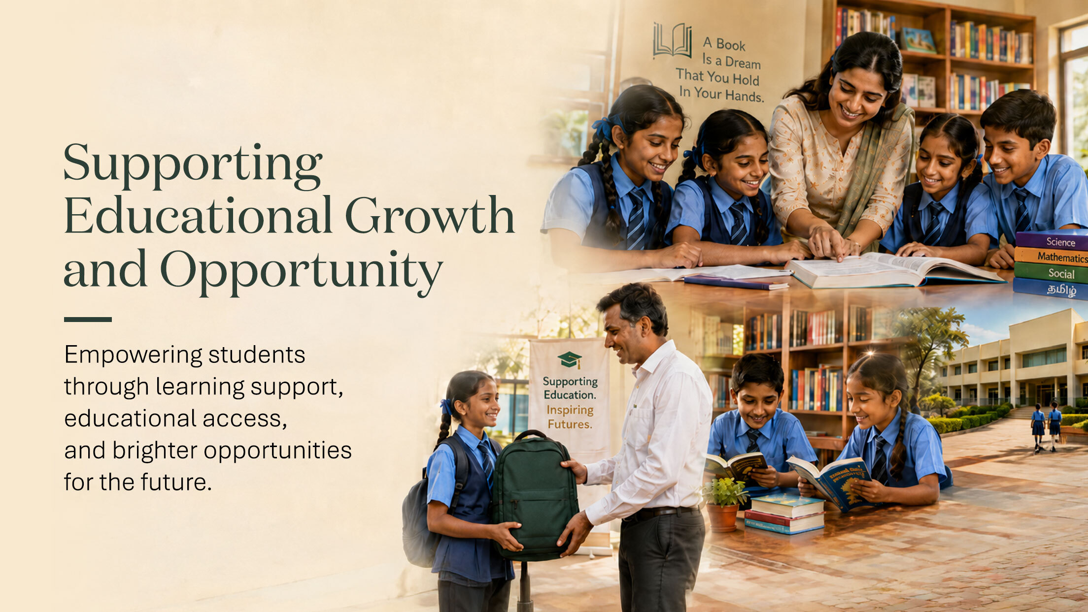 Martin Group education support banner highlighting student learning, school resources, classroom guidance and brighter opportunities through educational initiatives